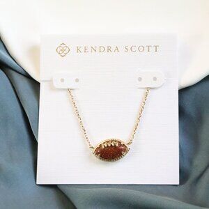 💕 Kendra Scott Football Orange Goldstone Short Necklace Gold